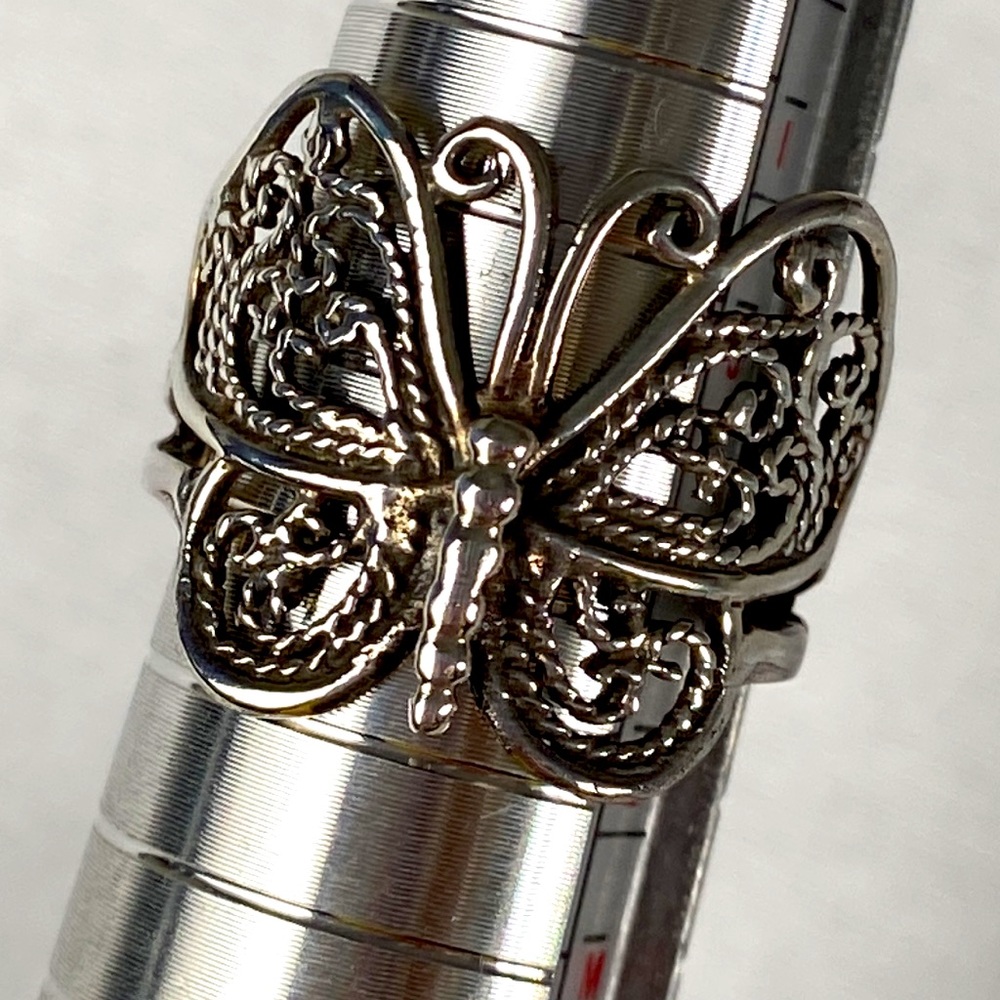 925 sterling silver intricate rope braid butterfly ring